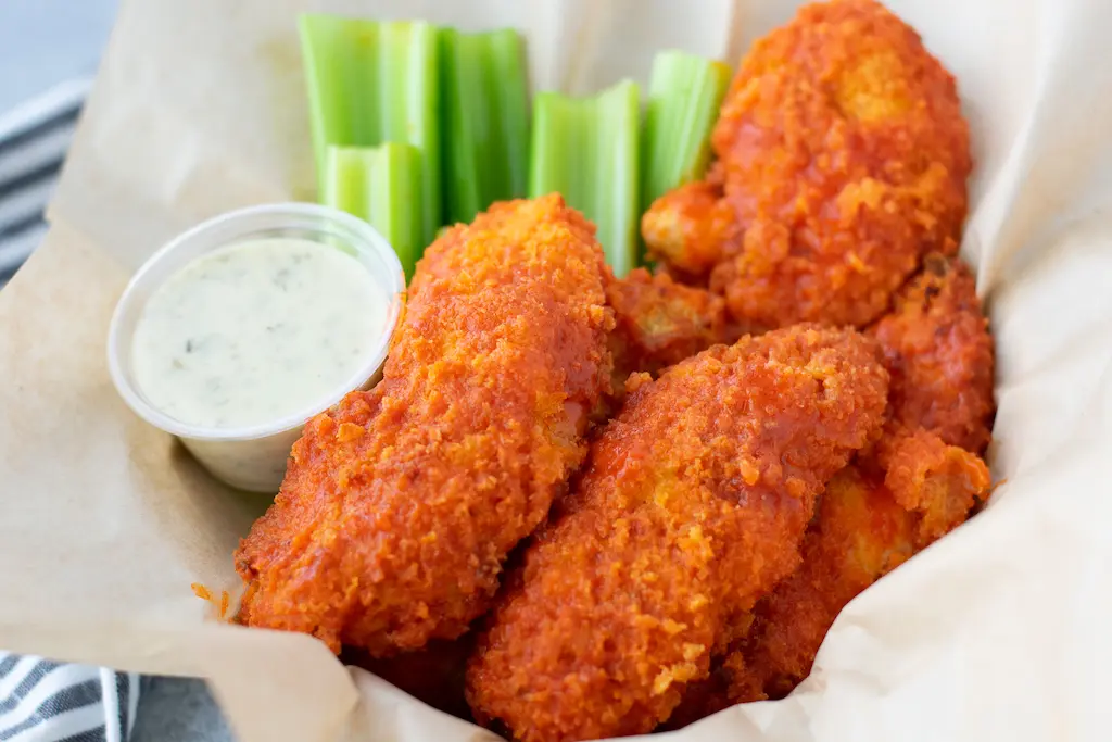 Air Fryer Buffalo Chicken Strips: (Low Carb + Paleo options Included)