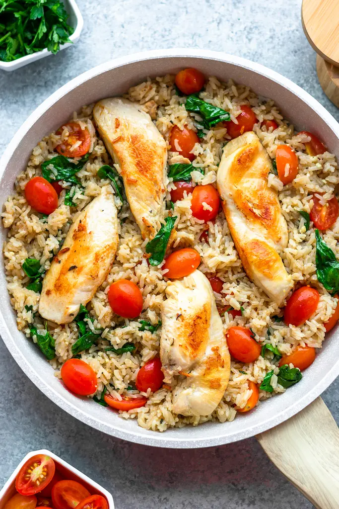 Pesto Chicken and Rice Skillet (Gluten-Free, Dairy-Free, 30 Minute Meal)