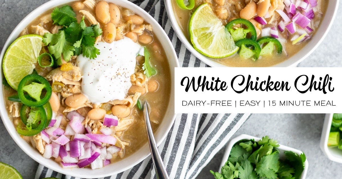 Dairy-Free Crockpot White Chicken Chili - Full Green Life