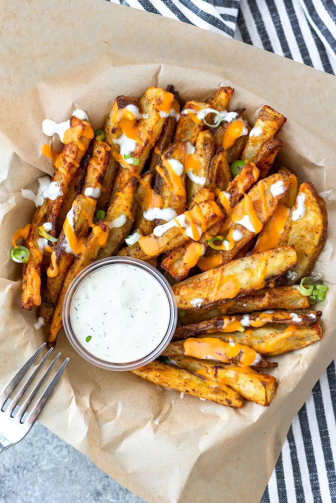 Whole30 Crispy Buffalo Potato Wedges