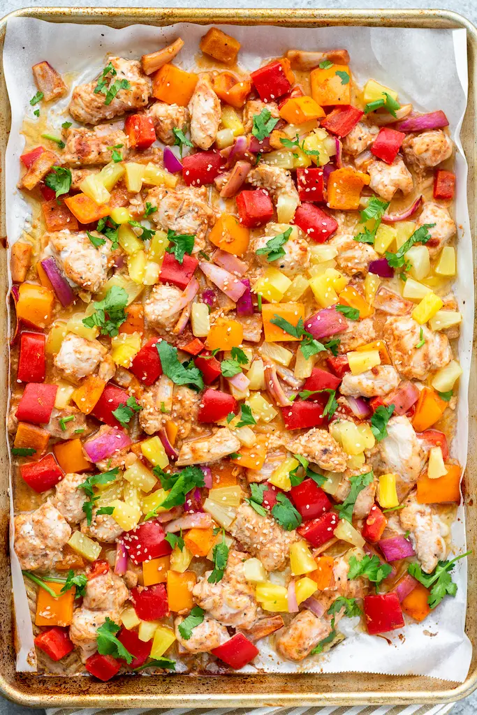 Hawaiian Chicken Sheet Pan Meal (Whole30 and Paleo)
