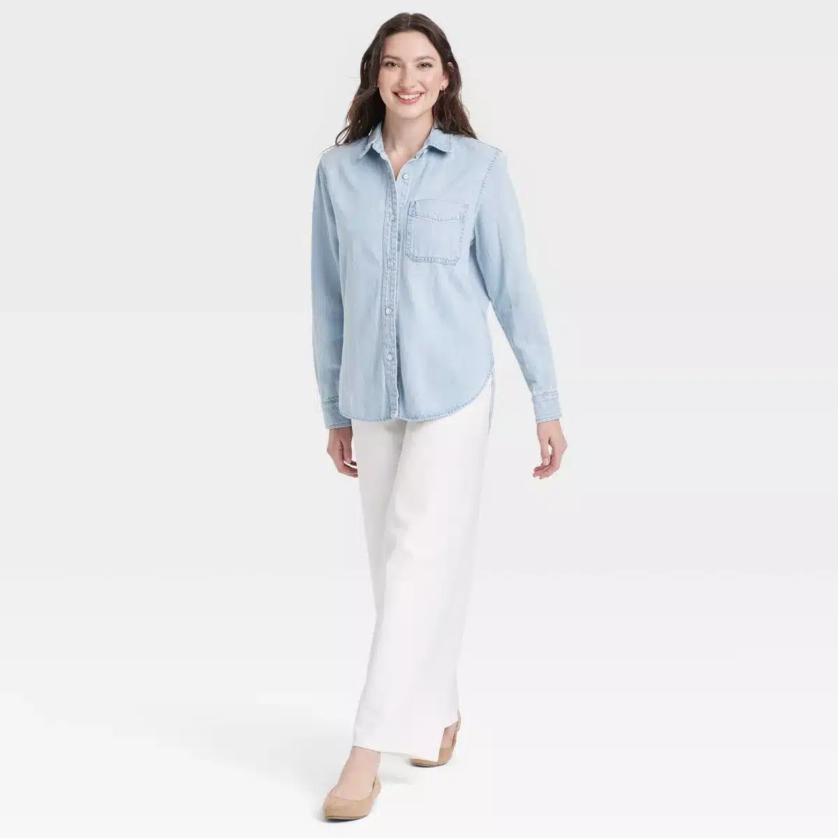 Relaxed Fit Denim Button Down